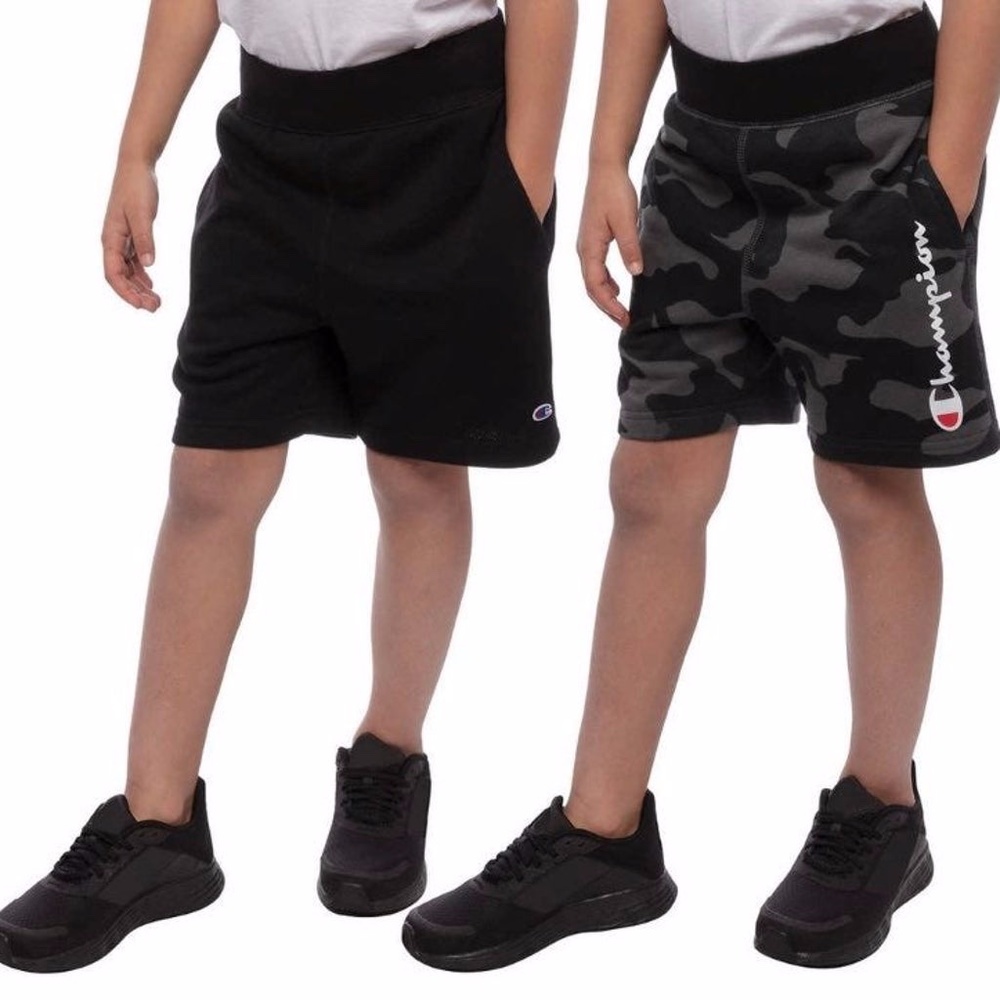CHAMPION YOUTH SHORTS 2 PACK BLACK/CAMO - * NEW W/TAGS